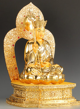 快速发货台湾h金刚座贴金纯铜地藏王佛像供奉家用地藏王菩萨像地