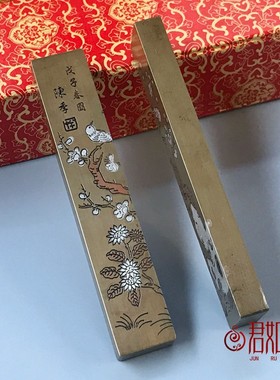 现货速发包 邮文房用品 复古黄铜镇尺 小号镇纸 精雕图压尺 多款