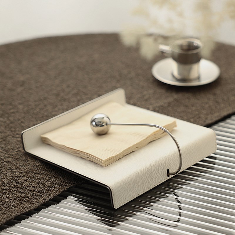 速发西餐厅酒店大堂定点桌巾架轻奢皮质客盒餐纸纸巾厅收纳摆件