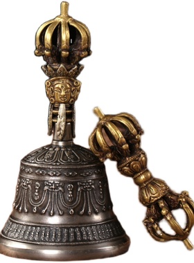 快速发货尼泊尔手工金刚铃杵西藏铃铛金刚L杵声音洪亮青铜铃杵九