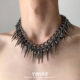 YSHXS小众设计感铆钉圆珠流苏项链女个性 重工亚比配饰 夸张新款