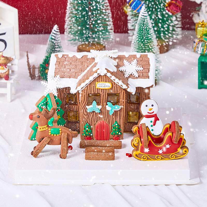 2024新款圣诞节糖霜饼干姜饼屋模具小房子diy压花立体可爱烘焙