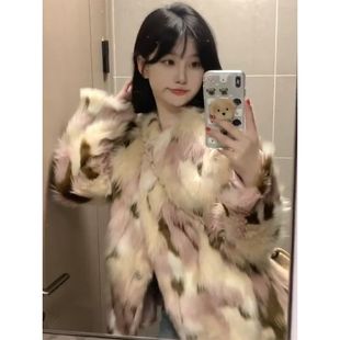 皮草毛毛外套女气质冬季高级感甜酷烟粉色辣妹奶茶色小众加厚上衣