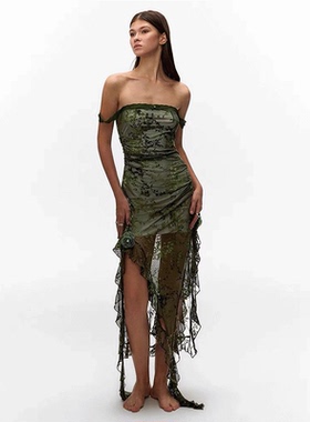 Dpercent绿野仙踪连衣裙复古时髦百搭度假风网纱长裙