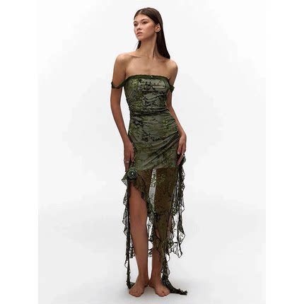 Dpercent绿野仙踪连衣裙复古时髦百搭度假风网纱长裙