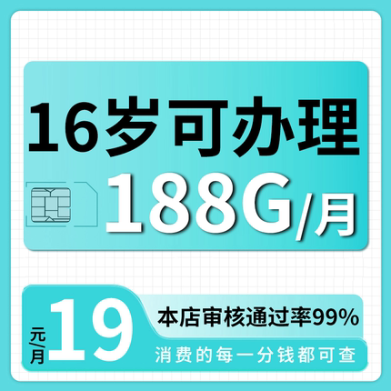 16-65岁电话卡流量卡纯流量全国通用未成年纯上网卡流量卡16可办