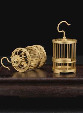 纯铜鸟笼摆件黄铜蝈蝈笼子蟋蟀笼鸣虫笼全铜工艺R品小饰品小笼子