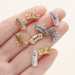 18k包金高保色镂空弯管三通挂头手工自制编织手链手串饰品配件