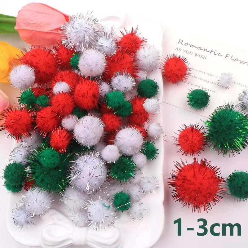 1-5cm大红高弹毛球 红色绒球diy圣诞树毛球 服装辅料鞋袜箱包配饰