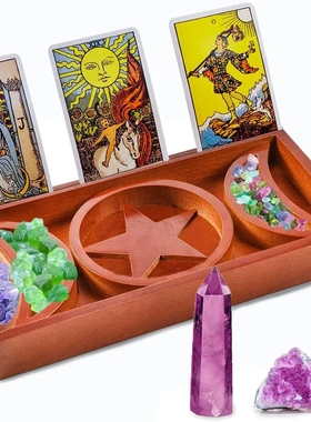 2023新款塔罗牌支架木制塔罗牌展示架分割塔罗牌配件 房屋装饰