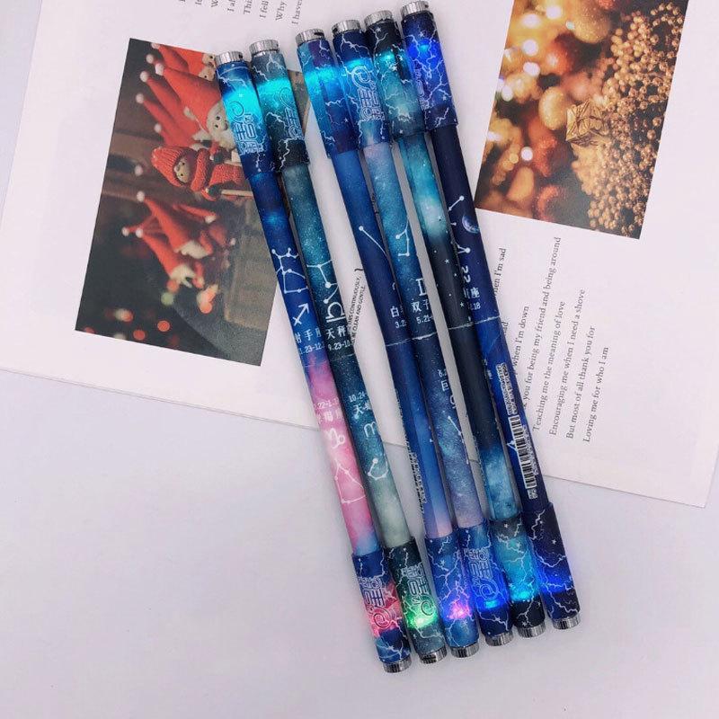 十二星座磁力可折叠发光转转笔炫彩灯笔学生减压旋转笔