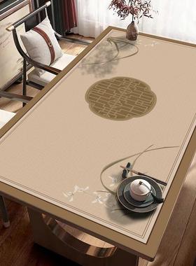 天台华莲新中式桌布2024新款餐桌桌垫防水防油防烫免洗茶几垫红实