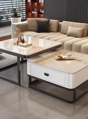 北欧方形岩板茶几家用客厅轻奢现代简约网红小户型大小组合创意桌