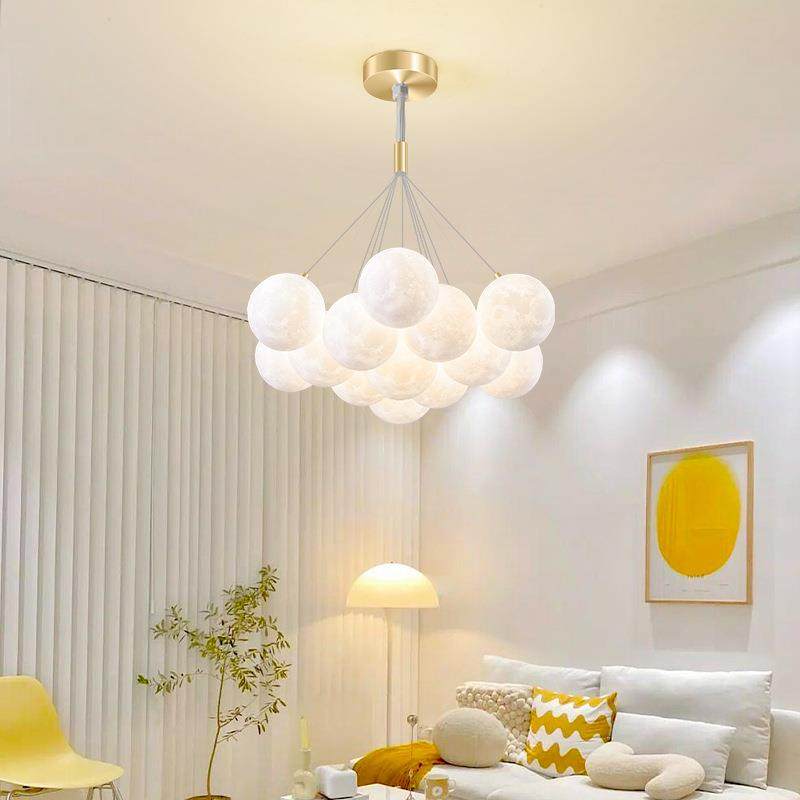 客厅灯月球吊灯简约现代创意卧室北欧网红奶油防风灯具全屋组合套,家装灯饰光源,餐厅吊灯,淘宝优惠券,粉丝福利购,淘宝优惠卷