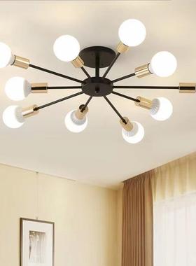 现代简约北欧餐厅客厅卧室酒店客房黑白色创意枝形LED灯泡吸顶灯