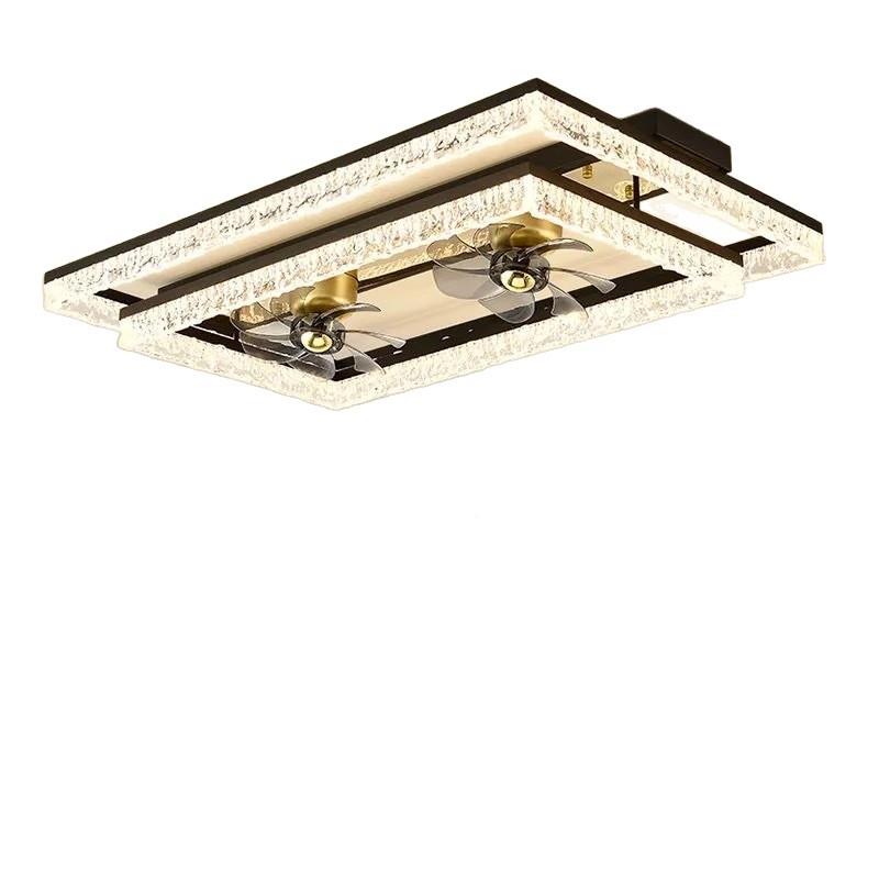 现代灯轻奢风扇光灯全谱大气858冰裂纹创意电扇一卧体室灯客厅吸