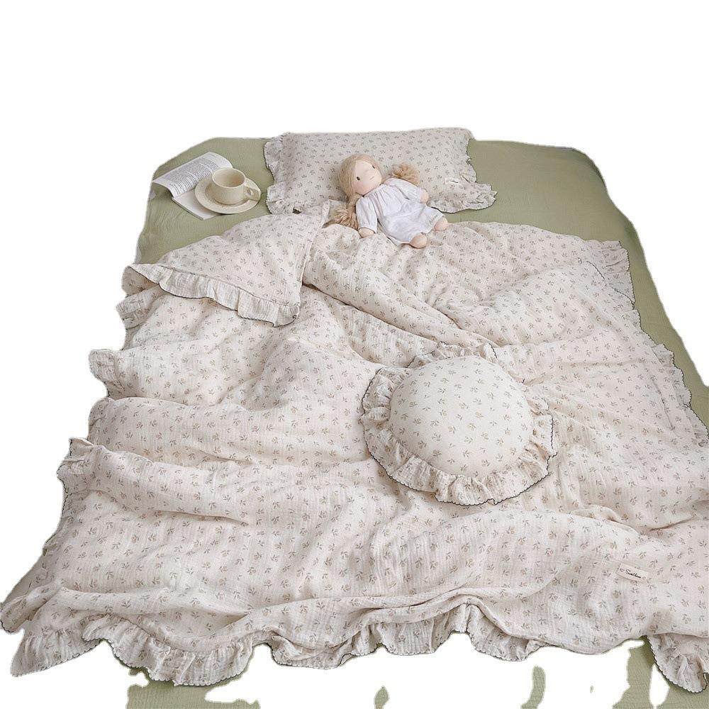 双层纱小碎花印花韩式公主风花边被套床单四件套纯棉单品床单被套,床上用品,床品套件/四件套/多件套,淘宝优惠券,粉丝福利购,淘宝优惠卷