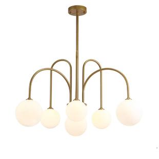 北欧现代家装客厅吊灯铁艺烤漆奶白玻璃魔豆分子灯古镇灯饰厂家