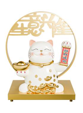 贝汉美新中式电动摇手招财猫前台摆件软装家居玄关客厅桌面装饰品