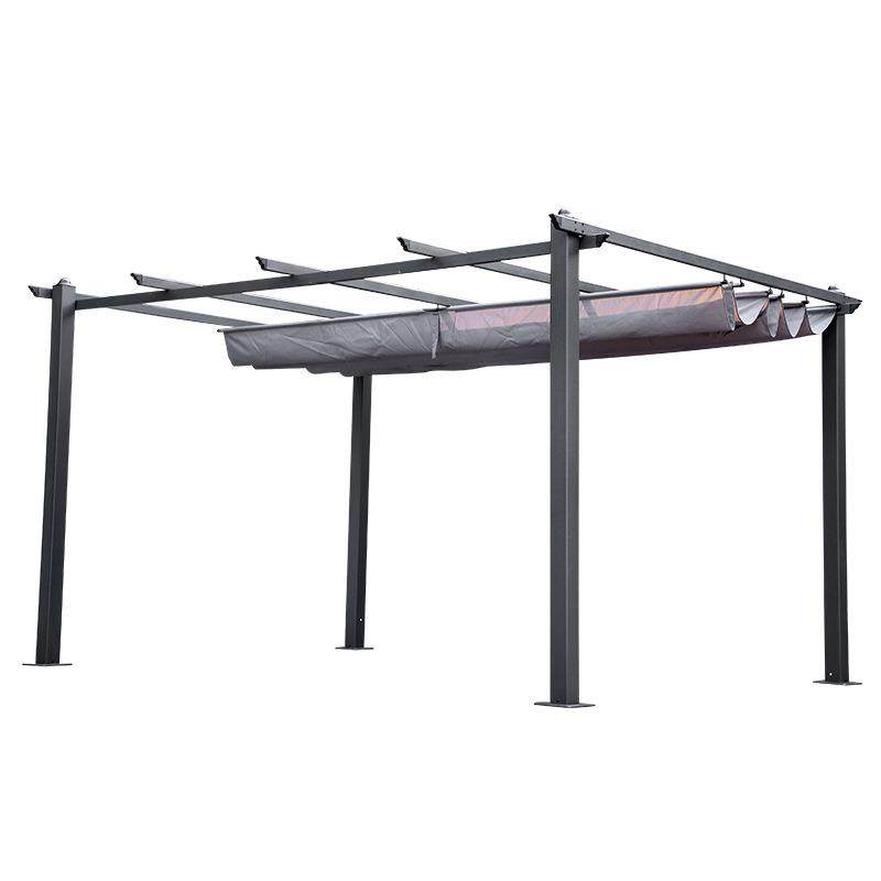 露台庭院推拉篷铝合金雨棚室外花园户外遮阳棚手动伸缩家用停车棚