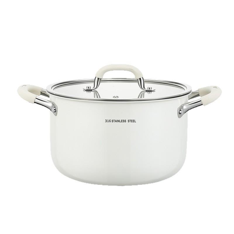 汤锅家用225新款无涂层31耳6不钢炖煮粥陶瓷不粘锈锅双锅电磁0炉