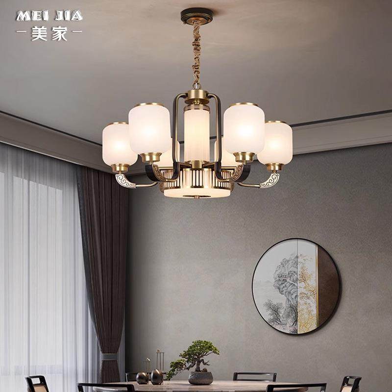 新中式复式楼吊灯别墅客厅灯大气中国风大厅全铜餐厅卧室灯,家装灯饰光源,智能吊灯,淘宝优惠券,粉丝福利购,淘宝优惠卷