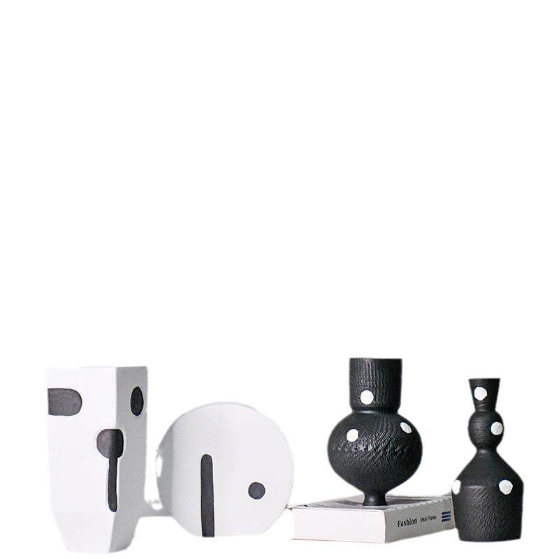 黑白拼色波点陶瓷异形花瓶现代家居装饰书柜酒柜摆件可插花水培,家居饰品,花瓶,淘宝优惠券,粉丝福利购,淘宝优惠卷