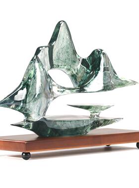 新中式云山雾海抽象假山酒店玄关过道名宿美容院工艺品软装摆件