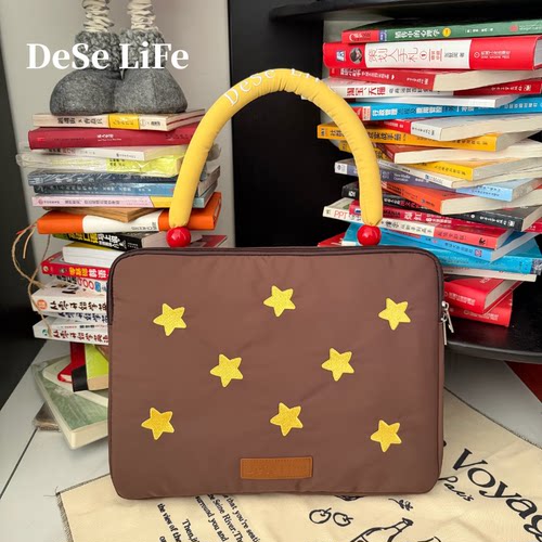 DeSeLiFe新品原创刺绣撞色14寸15寸防水电脑包大容量日常通勤包