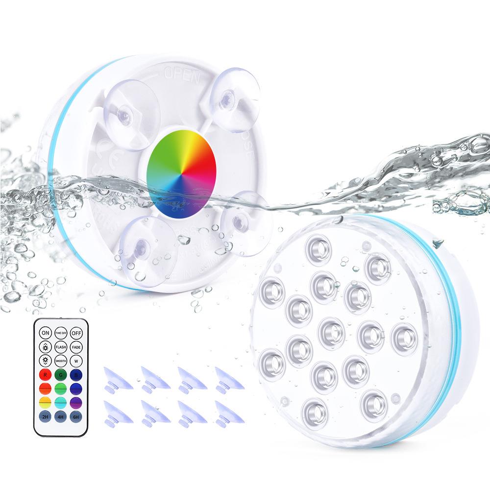 现货新款遥控带磁吸盘款潜水铁灯鱼l缸水e底灯d泳池灯13灯