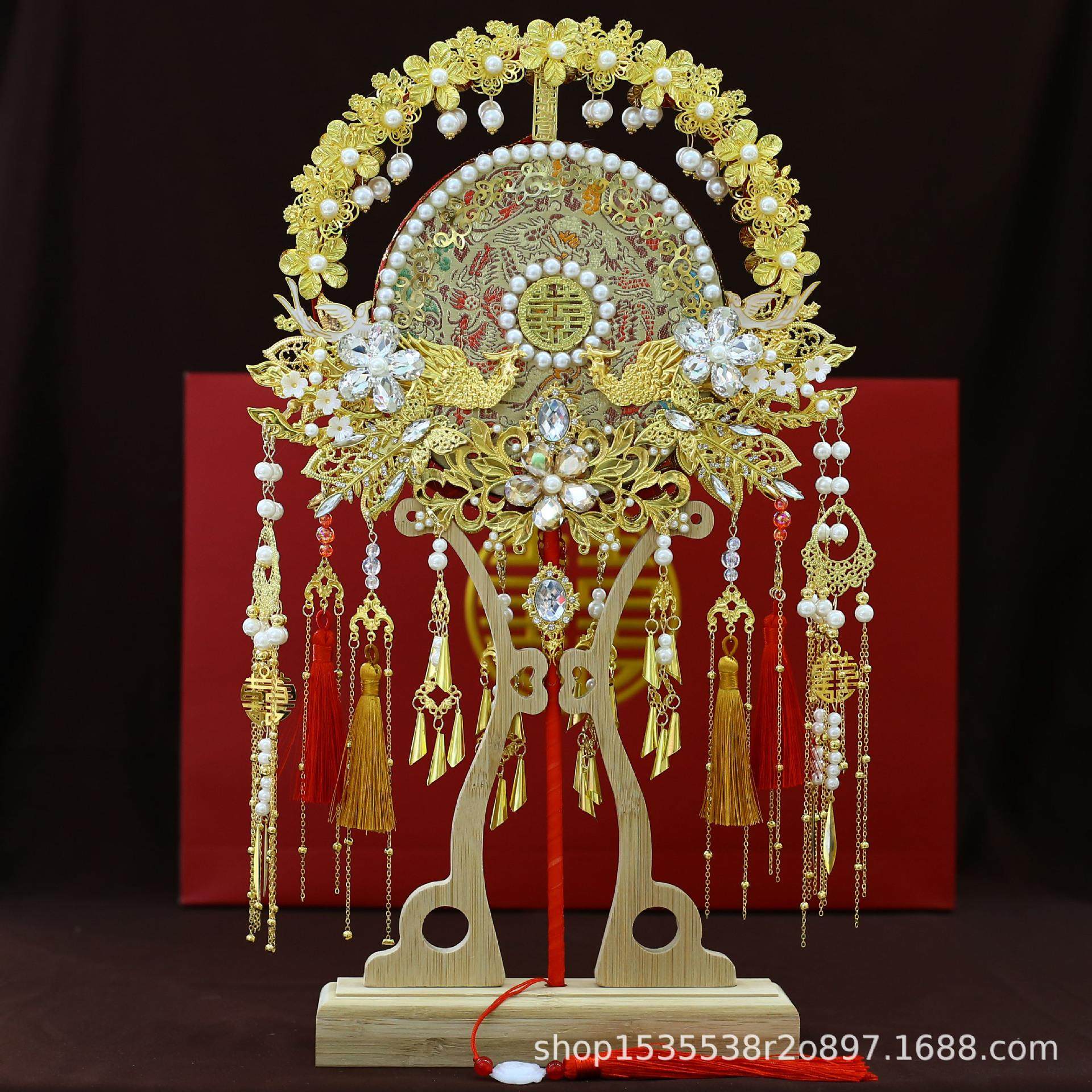 红色蕾丝新娘结婚秀禾服团扇新中式双面成品遮面红色DIY团扇9255,节庆用品/礼品,陪嫁用品套装,淘宝优惠券,粉丝福利购,淘宝优惠卷