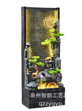 水幕墙假山流水喷泉客厅阳台酒店办公室会所别墅庭院装饰招财摆件