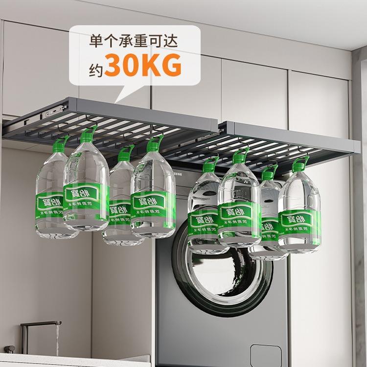 洗衣机隐形晾衣架裤架阳台上方隐藏式抽拉衣架可伸缩滑轨衣柜内置