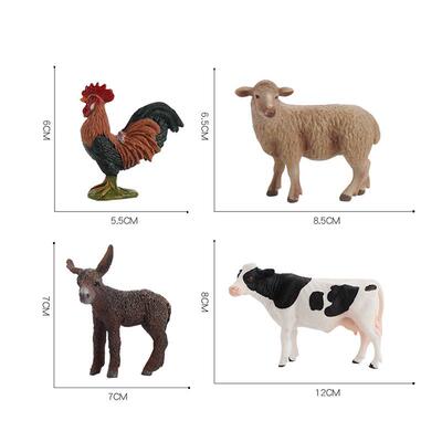 益智儿童家禽动物农场套装摆件奶牛绵羊公鸡驴仿真动物模型牧场