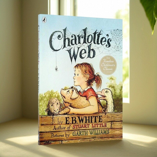 英文原版 Charlotte's web夏洛的网 夏洛特的网 全彩大开本 英版 680L 经典儿童文学英语小说 纽伯瑞奖字体大