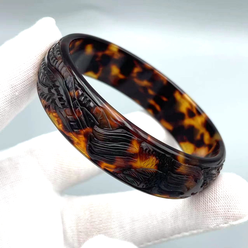 正品玳瑁色龙凤手镯夏季女款豹纹清新首饰满血龟壳饰品工艺品个性