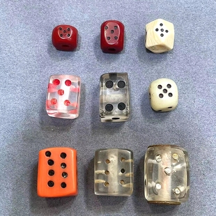 藏传料器骰子佛珠文玩配饰老料做旧色子隔珠背云散珠手链项链diy