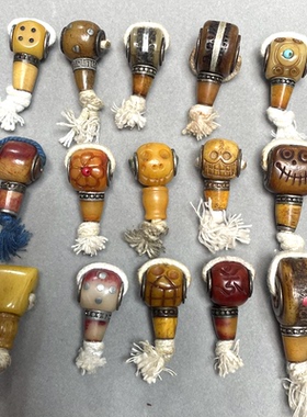 藏式文玩驼骨三通合集保真骆驼骨雕刻镶嵌阿呆骰子咒点分体三通全