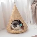 通用猫咪沙发夏季 猫窝四季 网红猫屋藤编帐篷别墅房子半封闭可拆洗