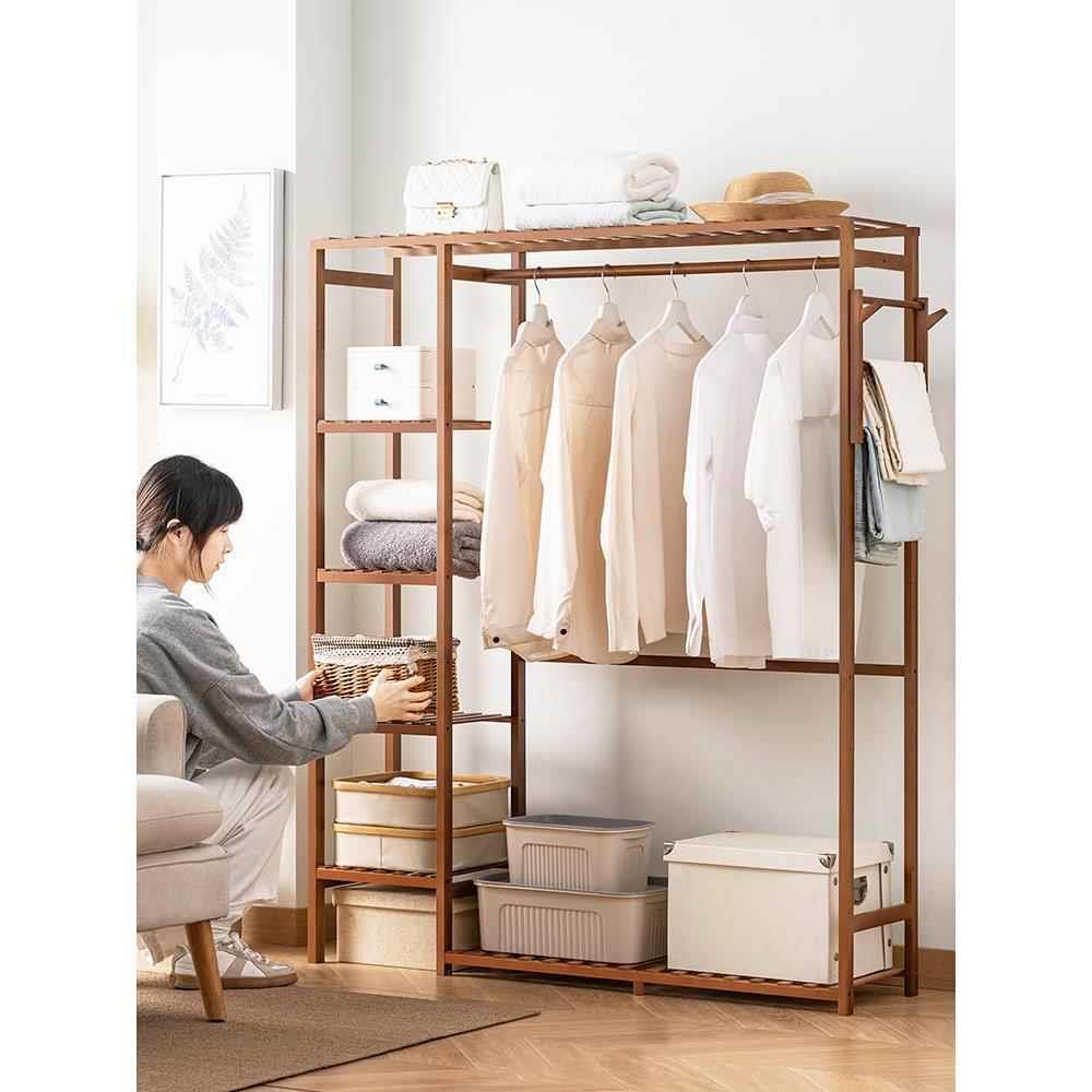t挂衣架卧室落地衣帽架简易家用衣服置物架子室内小衣柜房间晾衣
