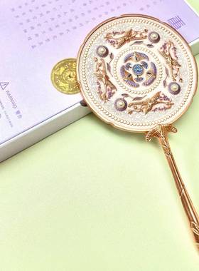 西安博物馆金属文创手持化妆镜西安创意便携随身手柄金鸾镜子