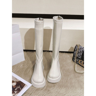 英伦风长筒靴女2025新款长靴子女显瘦显腿细厚底马丁靴高筒骑士靴