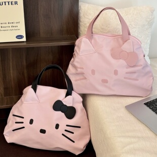 大容量手提短途旅行袋KT出差行李包凯蒂猫休闲单肩包卡通托特包女