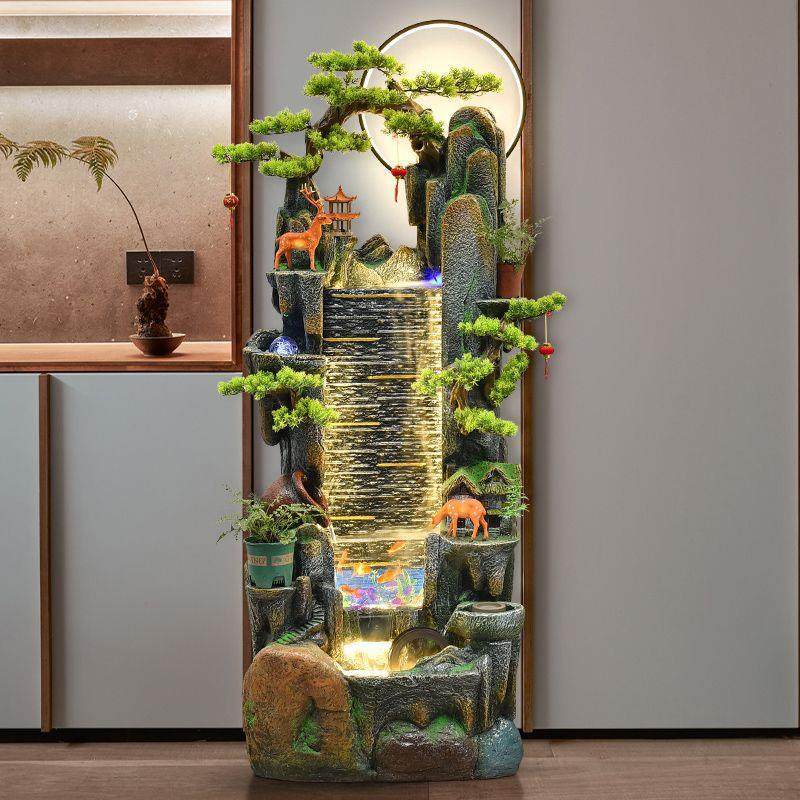 假山流水喷泉办公室鱼缸鱼池落地摆件加湿器循环水车造景开业贺礼