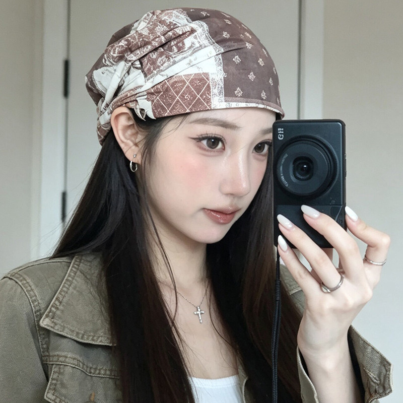 夏季薄款透气废土风格纹堆堆帽女