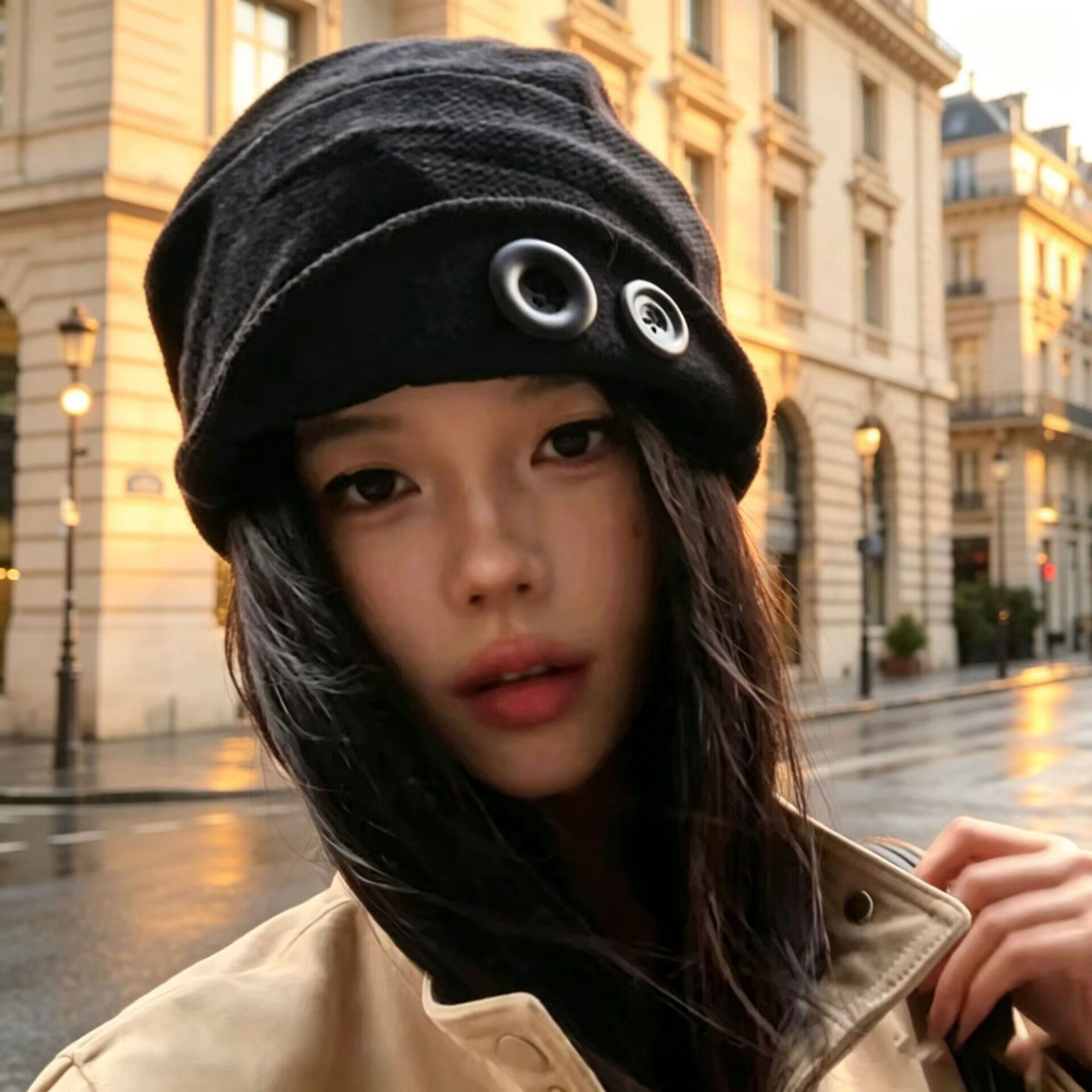 韩系辣妹风堆堆帽女显脸小百搭