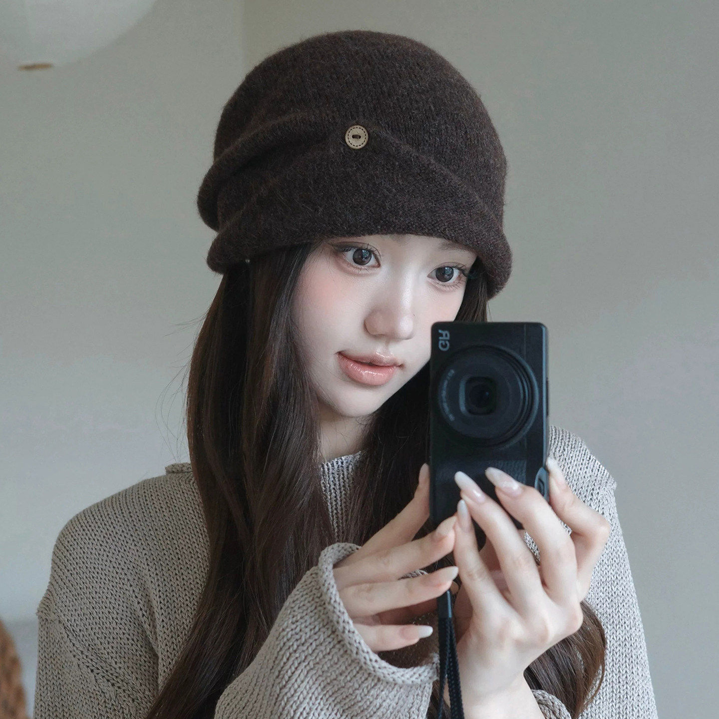 韩系针织堆堆帽女秋冬保暖显脸小