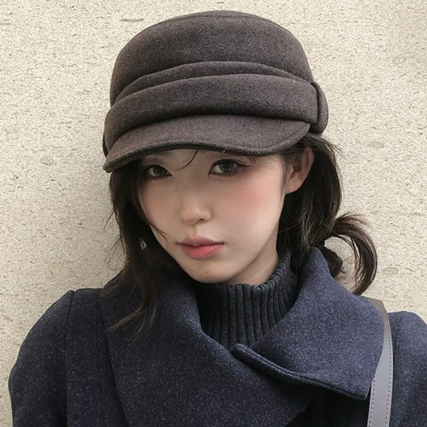 秋冬老钱风毛呢女马术报童帽