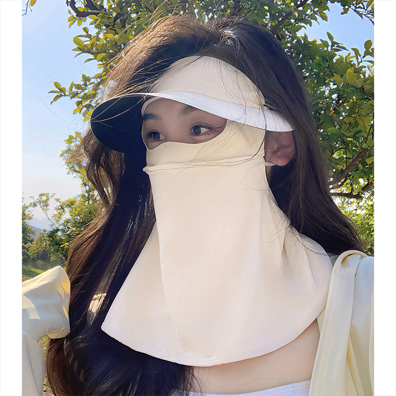 冰丝防晒面罩女夏季防紫外线骑车遮阳帽子口罩一体护颈薄款脸基尼