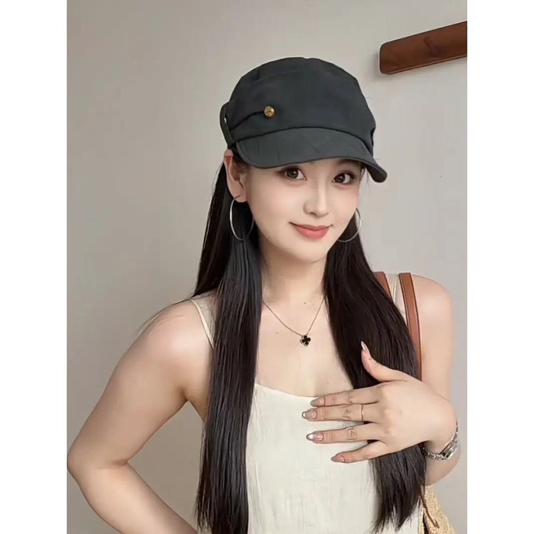 日系工装海军帽女短檐显脸小